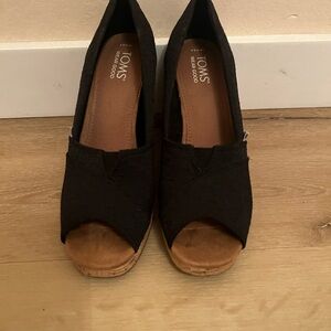 TOMS Women's Black Wedge Shoes